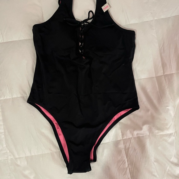 PINK Victoria's Secret Other - Victoria Secret Black Tie Front One Piece Large Swimsuit